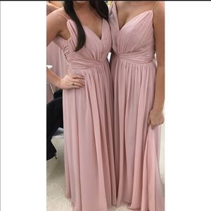 Spaghetti strap rose bridesmaid dress